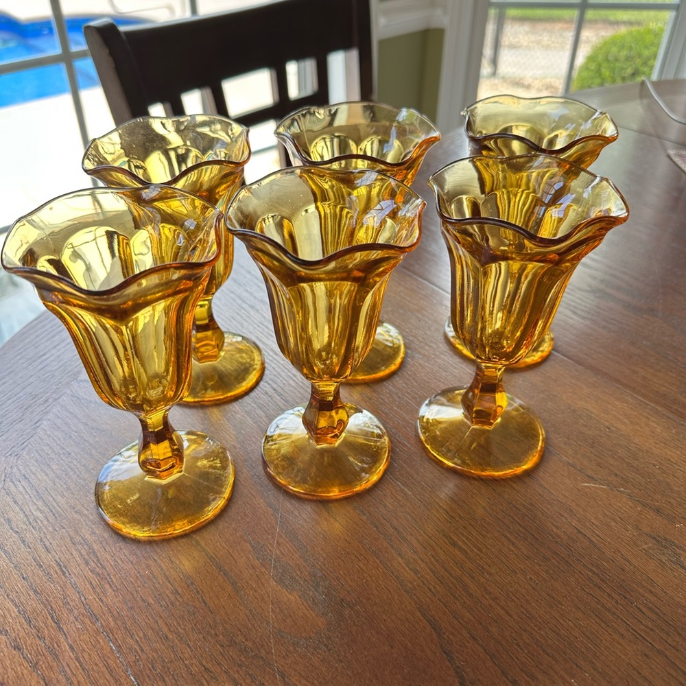 Beautiful Vintage Amber Tulip Parfait Glasses